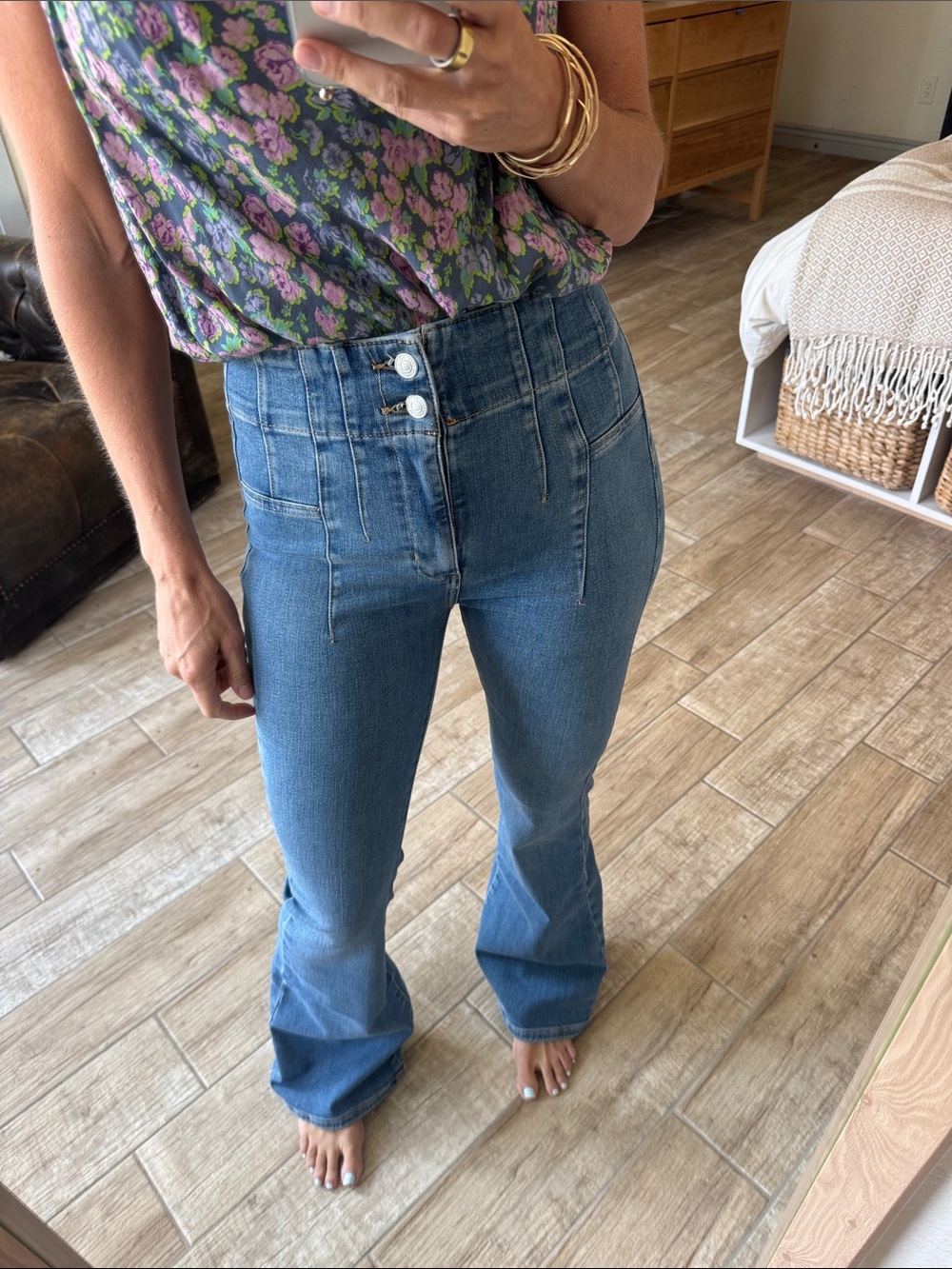 We The Free High-Rise Flare Jeans in Blue Denim